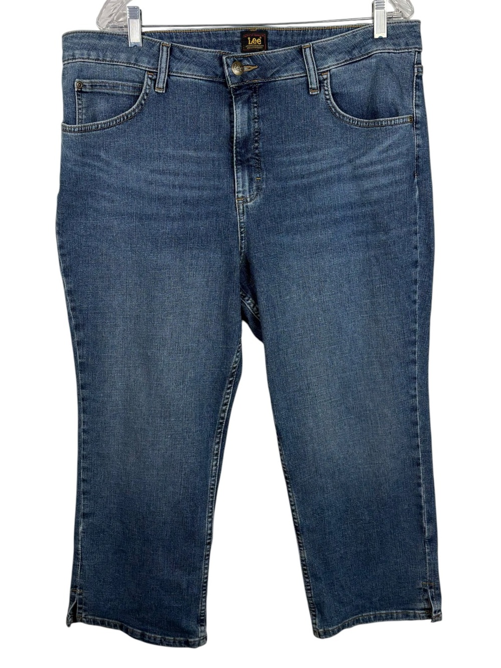 Lee Denim Medium Wash High Rise Capri Cropped Length Straight Leg Jeans Plus 18